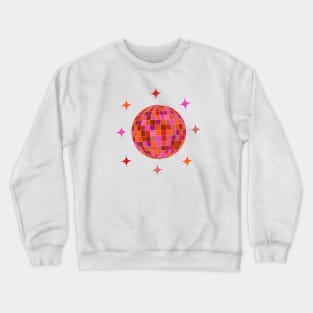 Groovy Disco Ball in pink and orange with stars Crewneck Sweatshirt